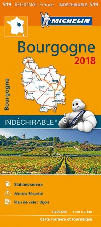 Couverture du livre « Carte regionale 519 bourgogne 2018 » de Collectif Michelin aux éditions Michelin
