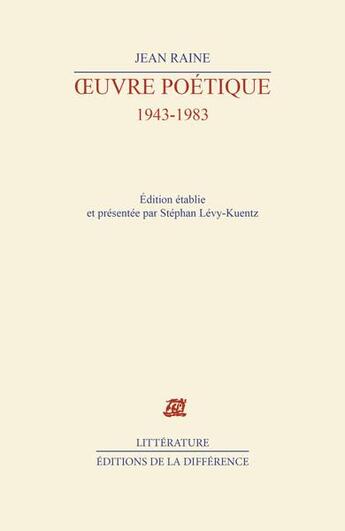 Couverture du livre « Oeuvre poetique 1943-1983 » de  aux éditions La Difference