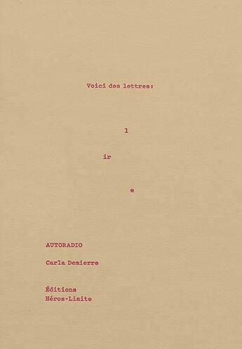 Couverture du livre « Autoradio » de Carla Demierre aux éditions Heros Limite