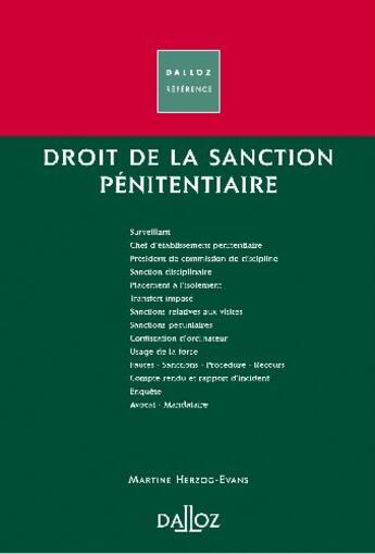 Couverture du livre « Droit de la sanction pénitentiaire » de Herzog-Evans Martine aux éditions Dalloz