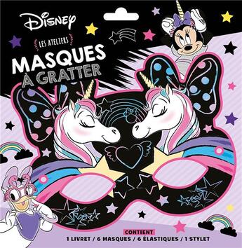 Couverture du livre « Les ateliers Disney ; Minnie et la licorne ; masques à gratter » de Disney aux éditions Disney Hachette
