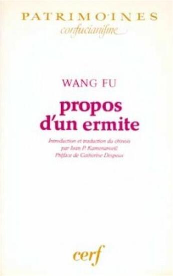Couverture du livre « Propos d'un ermite » de Wang Fu aux éditions Cerf