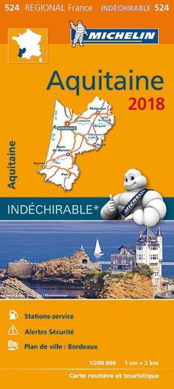 Couverture du livre « Carte regionale 524 aquitaine 2018 » de Collectif Michelin aux éditions Michelin