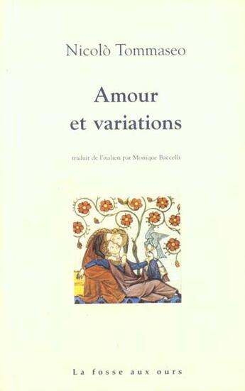 Couverture du livre « Amour et variations » de Niccolo Tommaseo aux éditions La Fosse Aux Ours