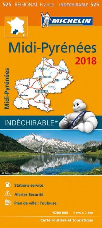 Couverture du livre « Carte regionale 525 midi pyrenees 2018 » de Collectif Michelin aux éditions Michelin