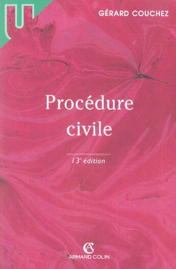 Couverture du livre « Procedure Civile » de Gerard Couchez aux éditions Armand Colin