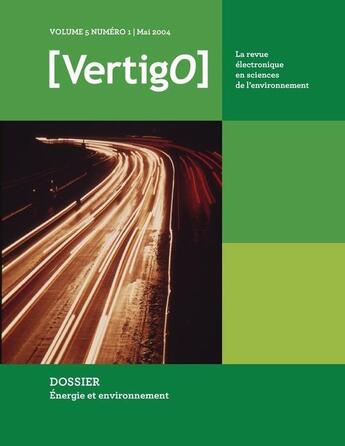 Couverture du livre « VERTIGO T.5/1 ; énergie et environnement » de Vertigo aux éditions Editions En Environnement