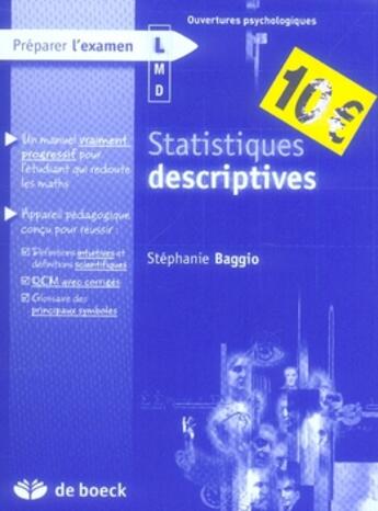 Couverture du livre « Statistiques descriptives » de Baggio aux éditions De Boeck