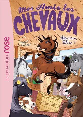 Couverture du livre « Mes amis les chevaux t.34 : attention, féline ! » de Sophie Thalmann aux éditions Hachette Jeunesse