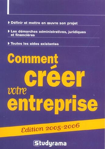 Couverture du livre « Comment creer votre entreprise (édition 2005/2006) » de Fosseux S. aux éditions Studyrama