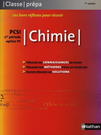 Couverture du livre « CLASSE PREPA ; chimie ; pcsi ; 2e période, option pc » de  aux éditions Nathan