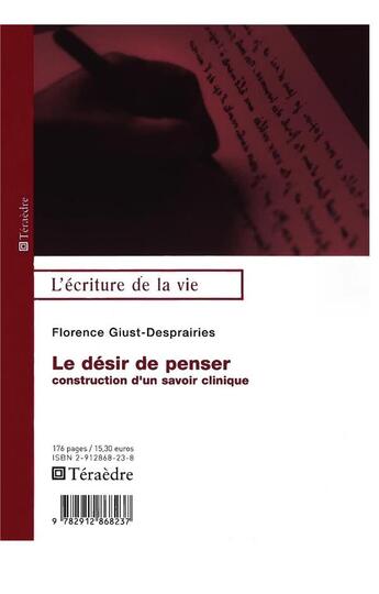 Couverture du livre « Désir de penser : Construction d'un savoir clinique » de Florence Giust-Desprairies aux éditions Teraedre