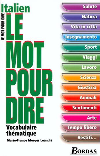 Couverture du livre « Italien ; vocabulaire thématique » de Marie-France Merger Leandri aux éditions Bordas
