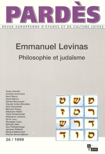 Couverture du livre « Emmanuel levinas, philosophie et judaisme » de  aux éditions In Press