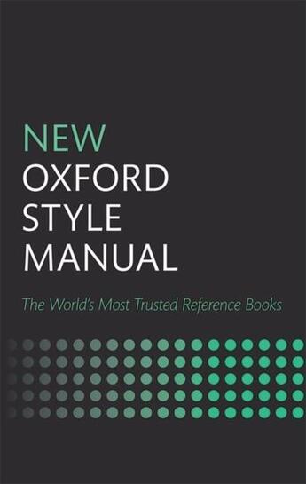Couverture du livre « NEW OXFORD STYLE MANUAL » de Oxford aux éditions Oxford University Press Music