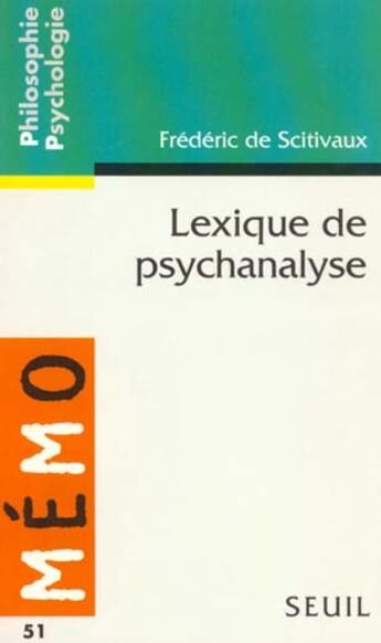 Couverture du livre « Lexique de psychanalyse » de Scitivaux Frederic D aux éditions Points