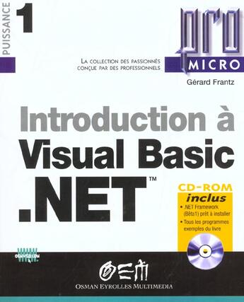 Couverture du livre « Introduction à Visual Basic .NET » de Gérard Frantz aux éditions Eyrolles