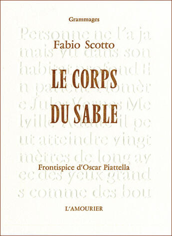 Couverture du livre « Le corps du sable » de Fabio Scotto aux éditions L'amourier