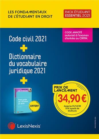 Couverture du livre « Code civil + dictionnaire du vocabulaire juridique (édition 2021) » de  aux éditions Lexisnexis