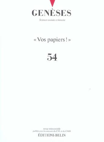 Couverture du livre « Vos papiers ! » de Nicolas Mariot aux éditions Belin