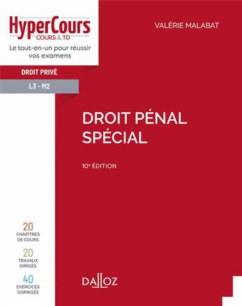 Couverture du livre « Droit pénal spécial (10e édition) » de Valerie Malabat aux éditions Dalloz