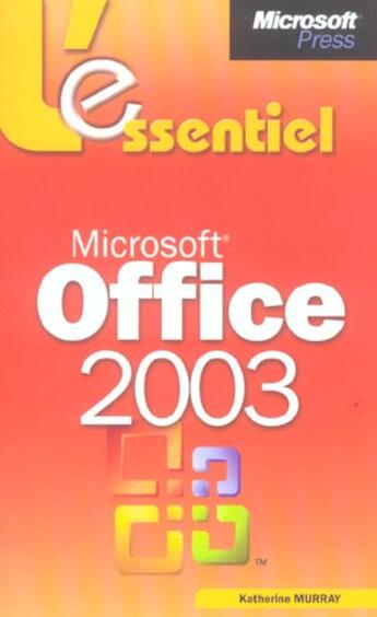Couverture du livre « L'Essentiel Office 2003 » de Murray aux éditions Dunod