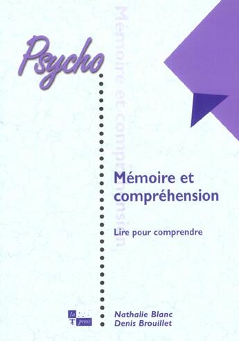 Couverture du livre « Memoire et comprehension » de Nathalie Blanc aux éditions In Press