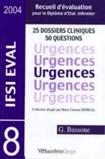 Couverture du livre « Urgences » de G. Bussone aux éditions Vernazobres Grego