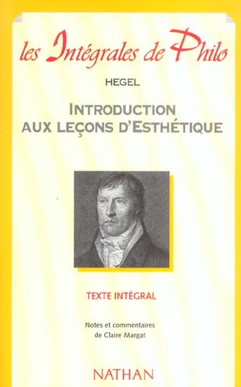 Couverture du livre « Int phil introduction esthetiq » de Hegel/Margat aux éditions Nathan