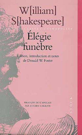 Couverture du livre « Elegie funebre » de William Shakespeare aux éditions Stock