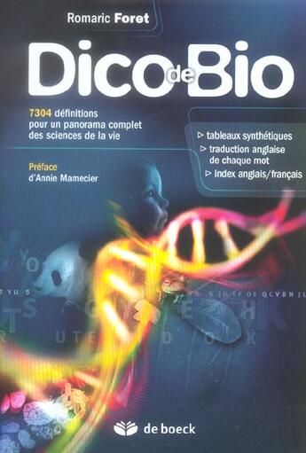 Couverture du livre « Dico de bio » de Foret aux éditions De Boeck