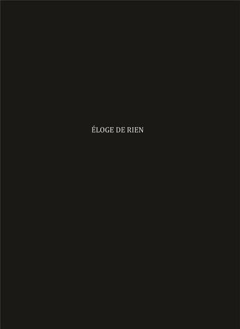 Couverture du livre « Éloge de Rien » de Louis Coquelet aux éditions Douin