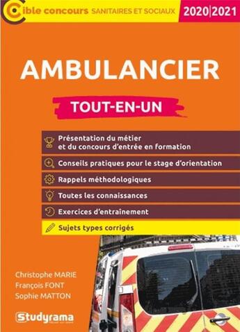 Couverture du livre « Ambulancier tout-en-un 2020/2021 (édition 2020/2021) » de  aux éditions Studyrama