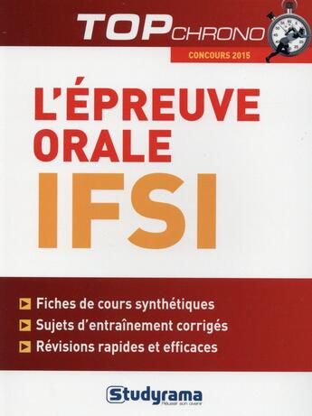 Couverture du livre « L'épreuve orale IFSI (édition 2015) » de Badia Jabrane aux éditions Studyrama
