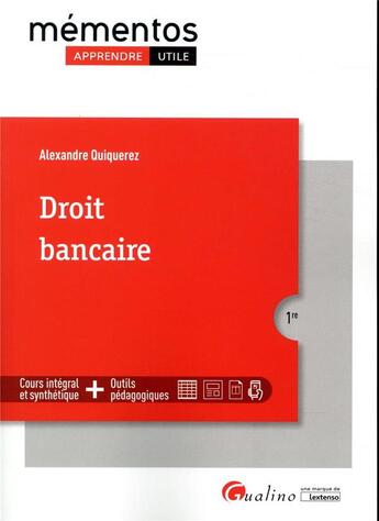 Couverture du livre « Droit bancaire » de Alexandre Quiquerez aux éditions Gualino