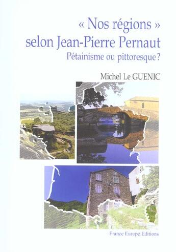 Couverture du livre « Nos regions selon j.-p. pernault » de Le Guenic aux éditions France Europe