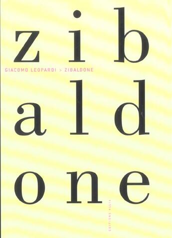 Couverture du livre « Zibaldone » de Giacomo Leopardi aux éditions Allia