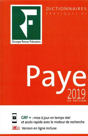 Couverture du livre « Dictionnaire paye (édition 2019) » de  aux éditions Revue Fiduciaire