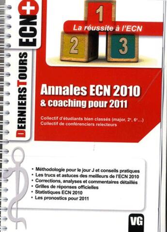 Couverture du livre « Annales ecn 2010 & coaching pour 2011 » de  aux éditions Vernazobres Grego