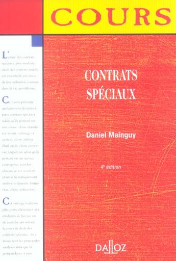 Couverture du livre « Contrats Speciaux » de Daniel Mainguy aux éditions Dalloz