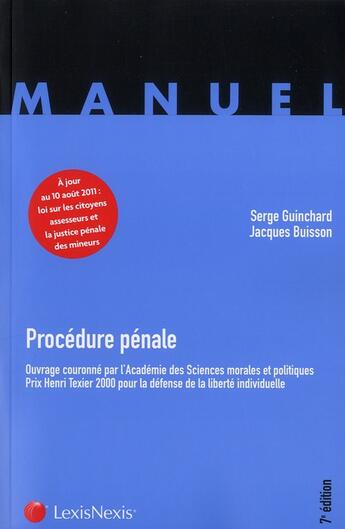 Couverture du livre « Procédure pénale (7e édition) » de Jacques Buisson et Serge Guinchard aux éditions Lexisnexis