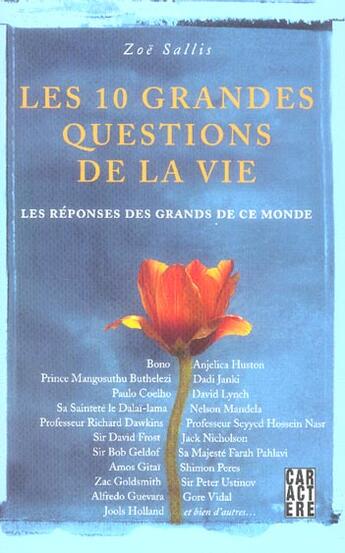 Couverture du livre « Les 10 grandes questions de la vie » de Zoe Sallis aux éditions Caractere