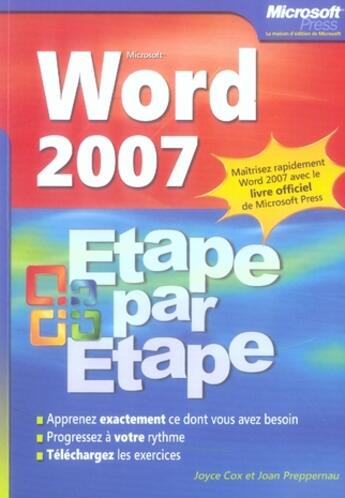 Couverture du livre « Word 2007 » de Joyce Cox aux éditions Microsoft Press