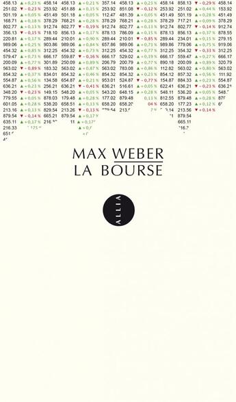 Couverture du livre « La bourse » de Max Weber aux éditions Allia