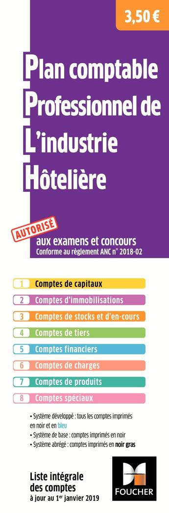 Couverture du livre « Plan comptable professionnel de l'industrie hotelière » de  aux éditions Foucher