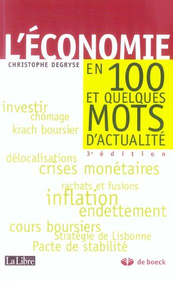 Couverture du livre « Economie en cent quelques mots d'actualite » de Degryse aux éditions De Boeck