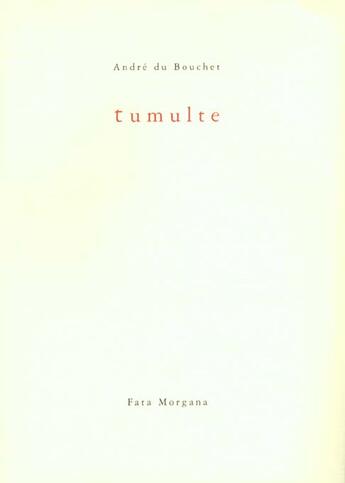 Couverture du livre « Tumulte » de Andre Du Bouchet aux éditions Fata Morgana