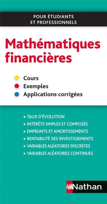 Couverture du livre « Mathématiques financières 2013 » de Olivier Le Dantec et Olivia Lenormand aux éditions Nathan