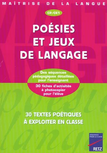 Couverture du livre « Poésies et jeux de langage ; CP, CE1 » de Lamblin/Rouze aux éditions Retz