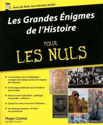 Couverture du livre « Les grandes énigmes de l'histoire pour les nuls » de Hugo Coniez aux éditions First